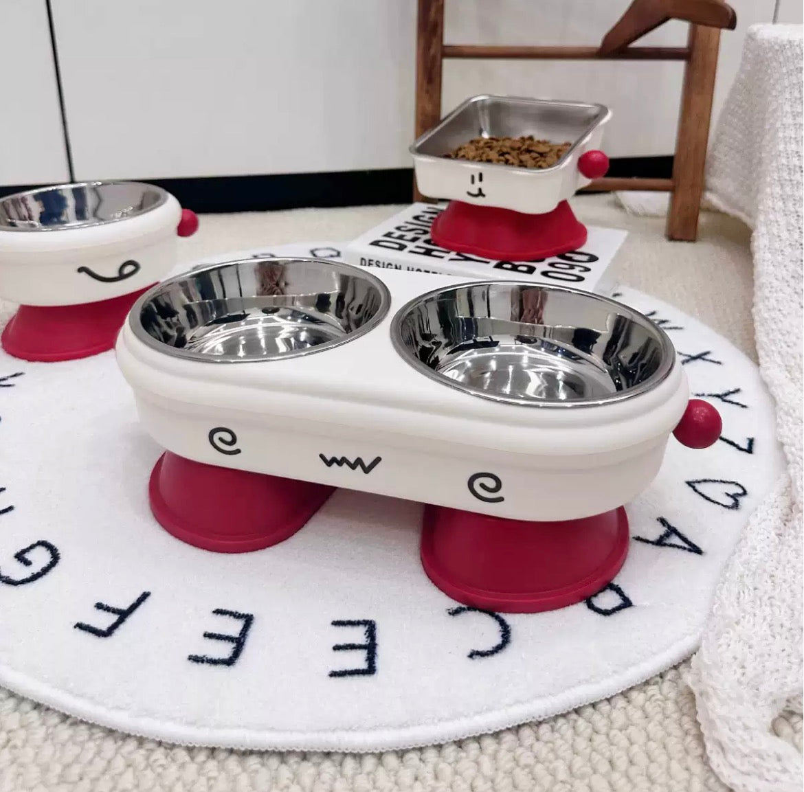 Ergonomic Elevated Double Pet Bowl | Non-Slip Neck Protection Feeder for Dogs & Cats