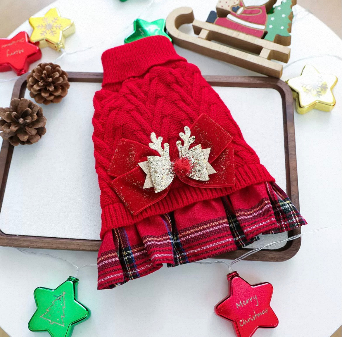Cozy Christmas Knit Pet Sweater & Dress | Festive Holiday Dog & Cat Apparel