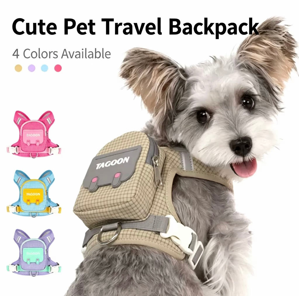 Cute Mini Backpack Pet Harness & Leash Set | No-Pull Escape-Proof Vest with Treat Pouch