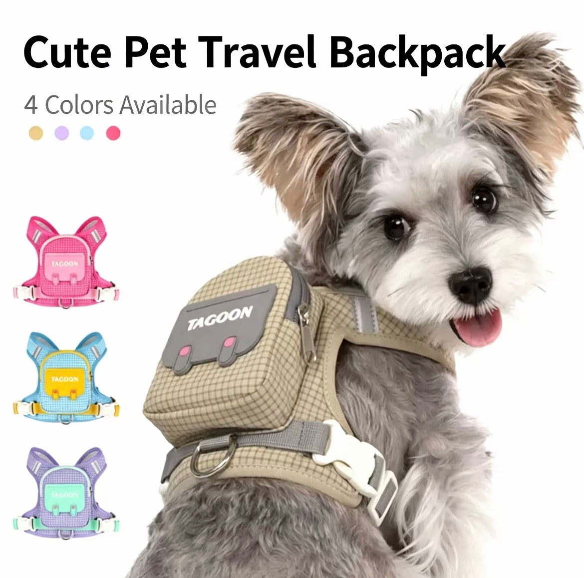 Cute Mini Backpack Pet Harness & Leash Set | No-Pull Escape-Proof Vest with Treat Pouch
