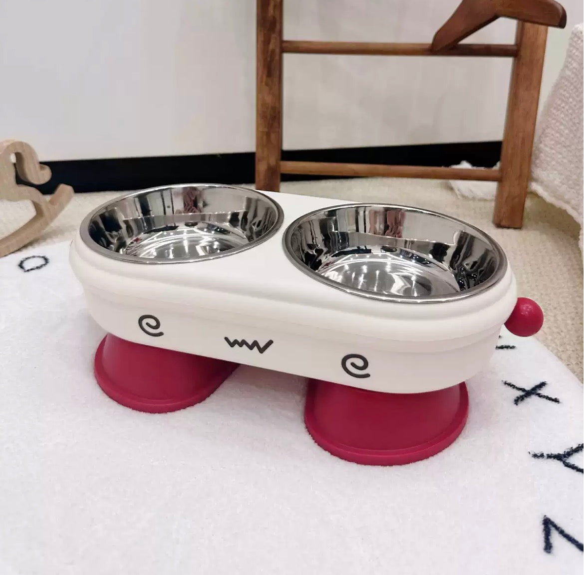 Ergonomic Elevated Double Pet Bowl | Non-Slip Neck Protection Feeder for Dogs & Cats