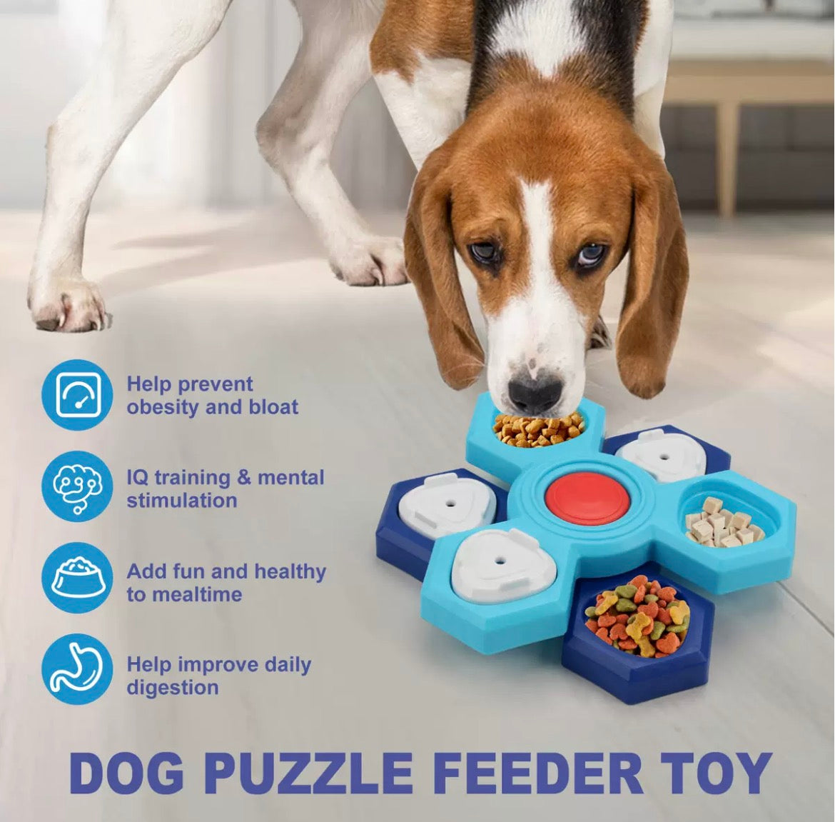 Multi-Tier Interactive Dog Puzzle Toy | Rotating Slow Feeder Brain Enrichment Game