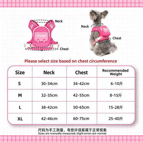 Cute Mini Backpack Pet Harness & Leash Set | No-Pull Escape-Proof Vest with Treat Pouch