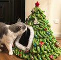 Handcrafted Christmas Tree Enclosed Cat Cave Bed | Cozy Winter Warm Igloo Sanctuary